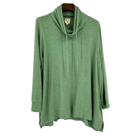 Colortree Long Sleeve Cow Neck Soft Stretch Top - Olive Green - SZ 2X New - Picture 1 of 8